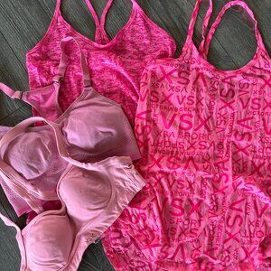 Bundle of Victoria's Secret PINK Workout Tops - XS Tanks & 34A Sports Bras